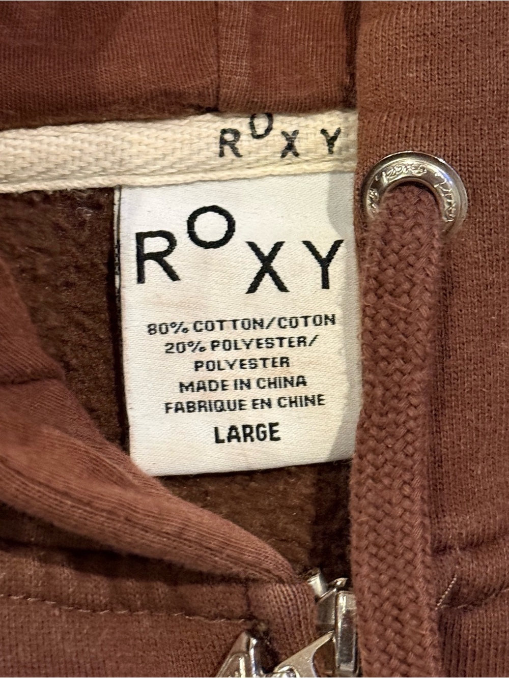 Y2K Roxy Brown Floral Zip-Up Hoodie Jacket (size large) - Picture 5 of 6